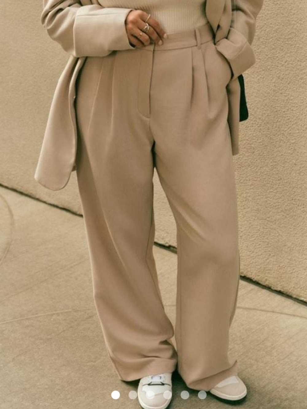 Abercrombie & Fitch Women's Sloane Tailored Wide-Leg Pant Beige, Size SP